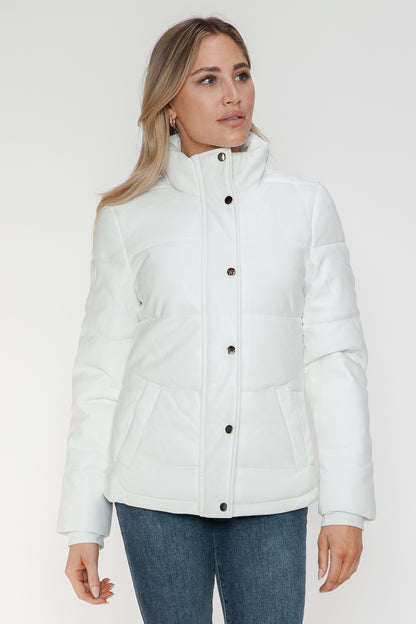 YMI Pocketed Zip Up Turtleneck Puffer Jacket-Angel Casuals