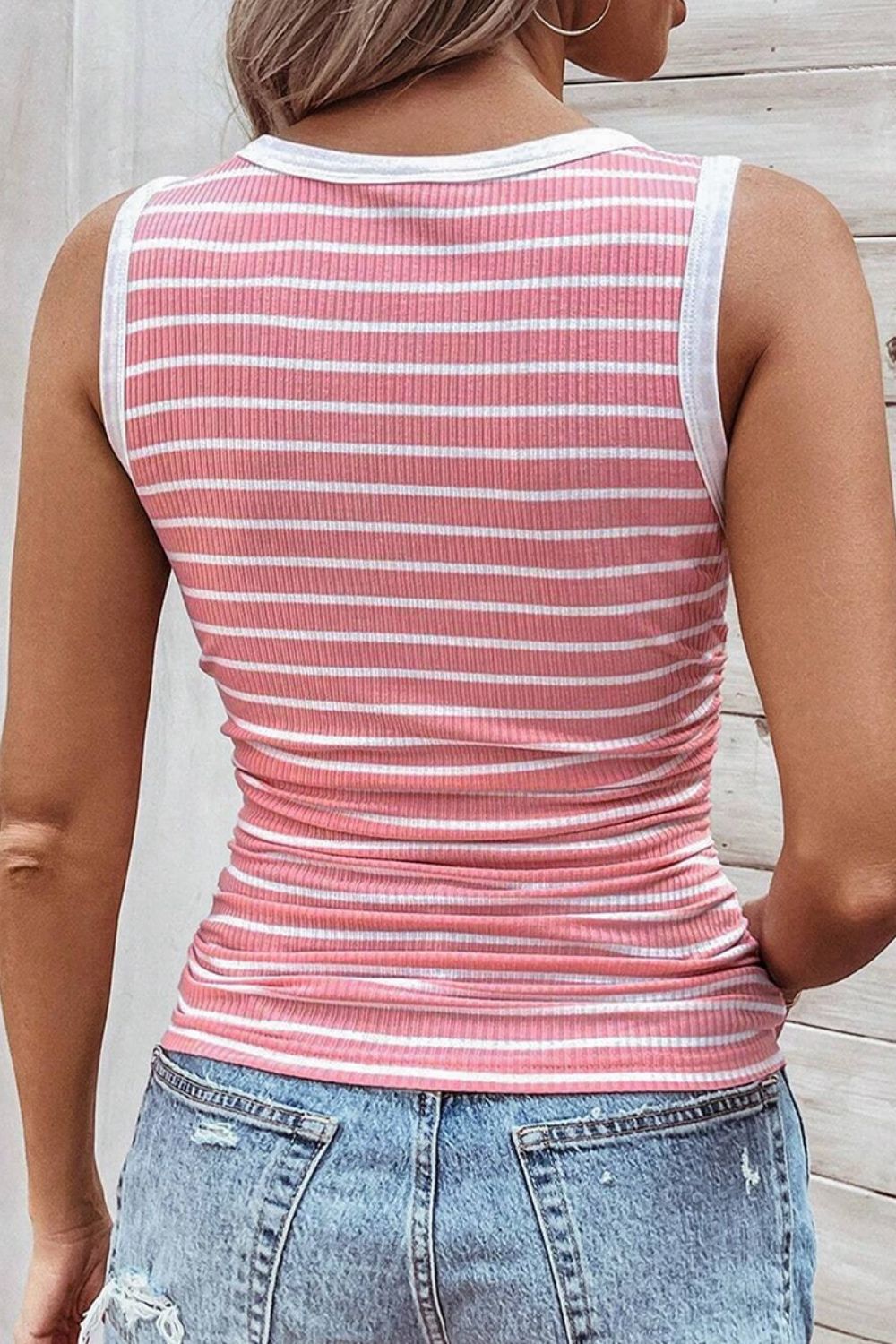 Striped Round Neck Tank-Angel Casuals