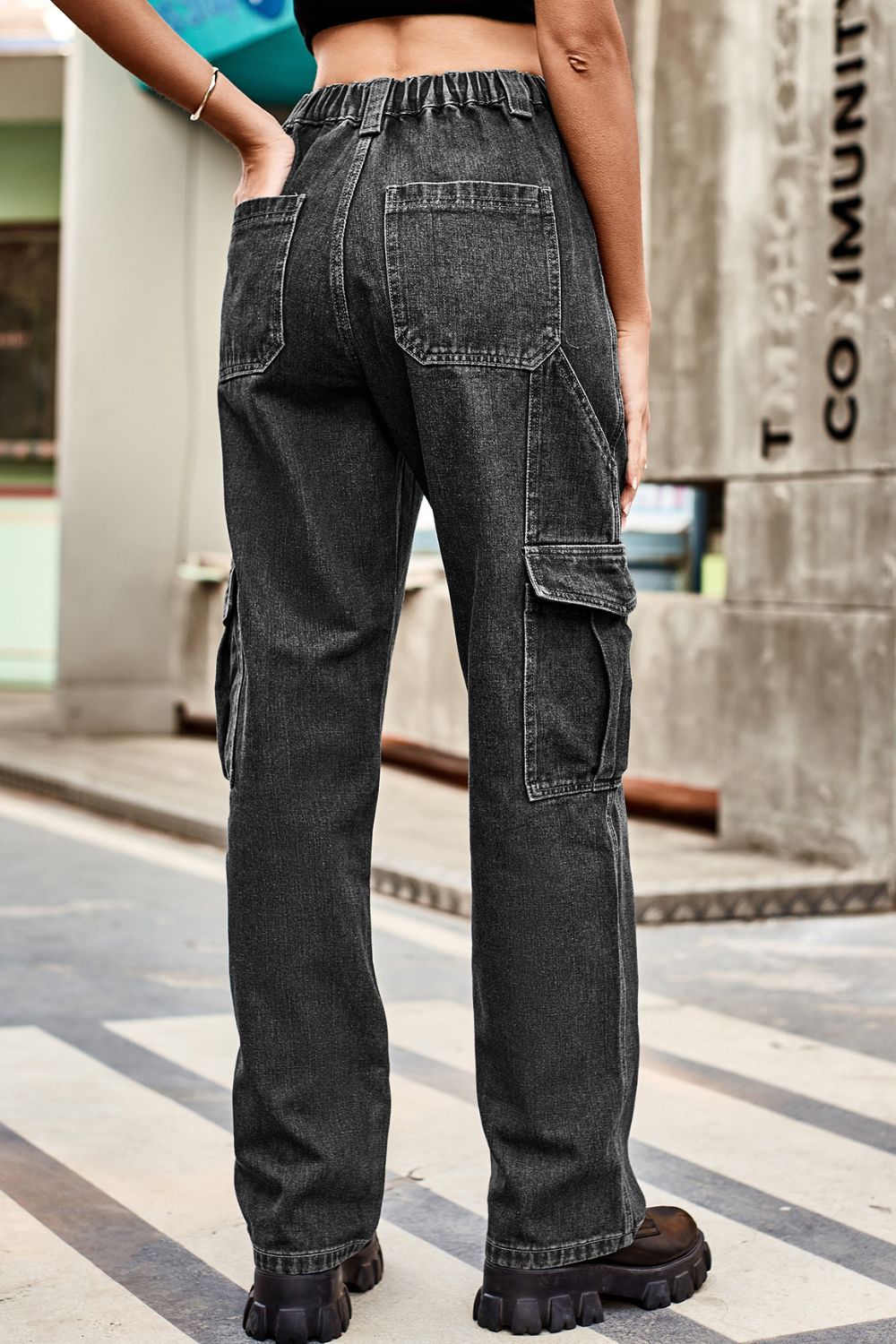 Loose Fit Long Pants with Pockets-Angel Casuals