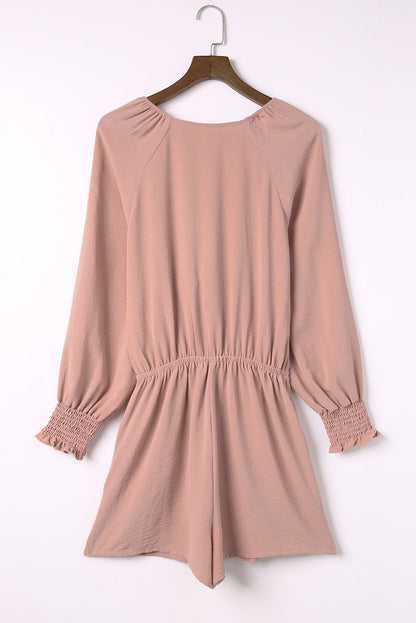 Tied Flounce Sleeve Plunge Romper-Angel Casuals