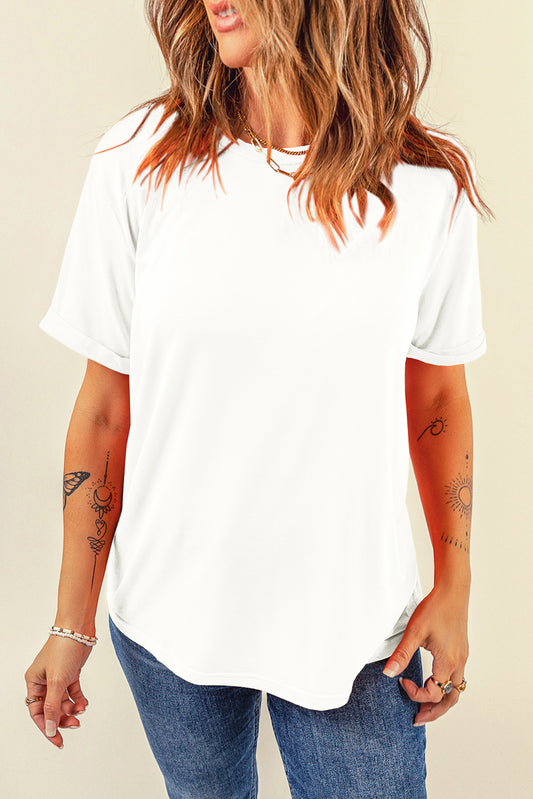 Round Neck Short Sleeve T-Shirt-Angel Casuals