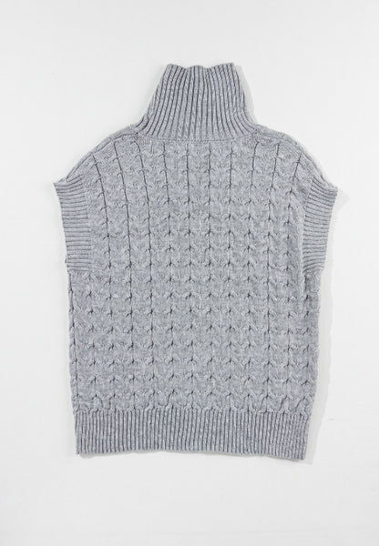 Cable Knit Turtleneck Short Sleeve Sweater-Angel Casuals