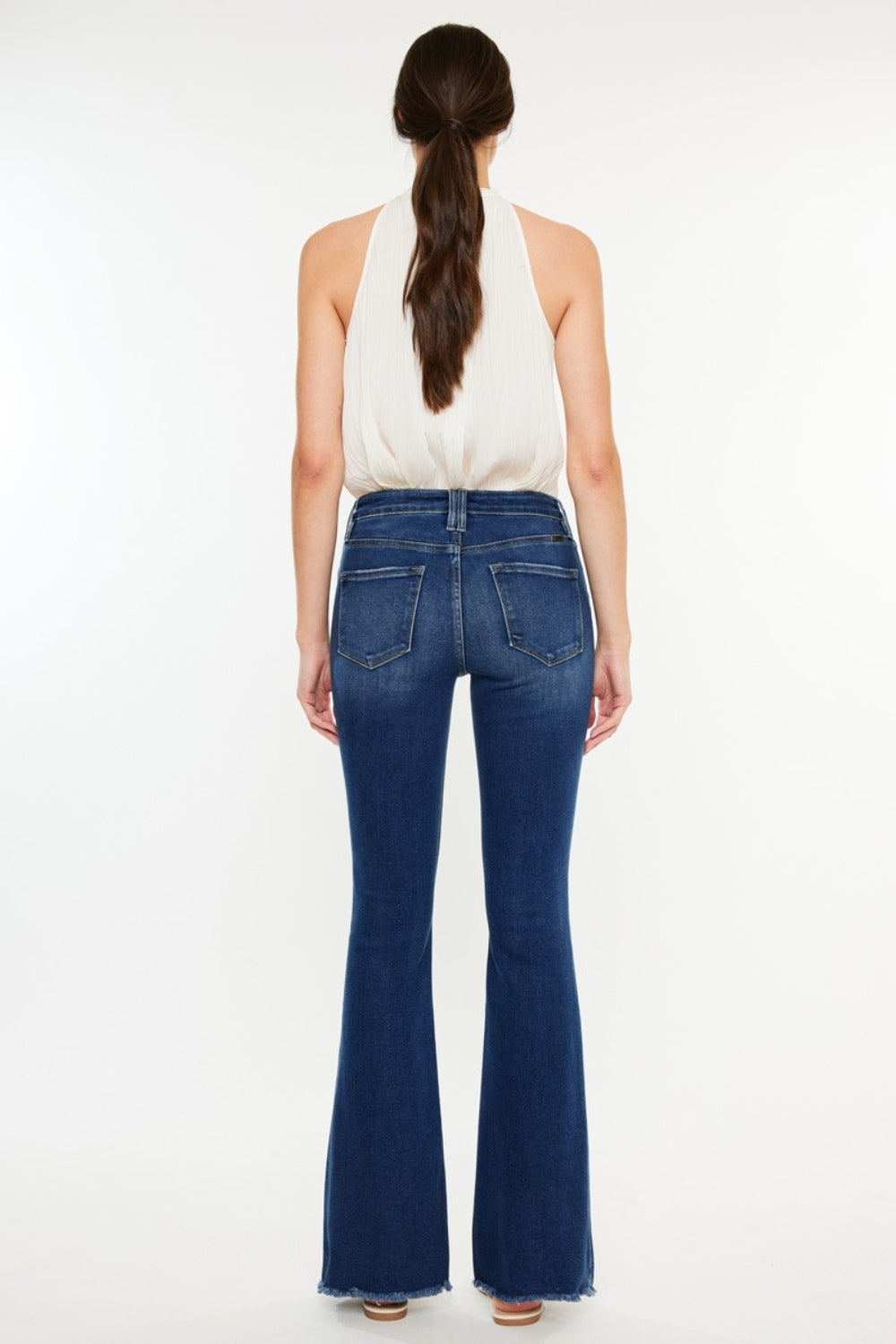 Kancan Cat's Whiskers Raw Hem Flare Jeans-Angel Casuals