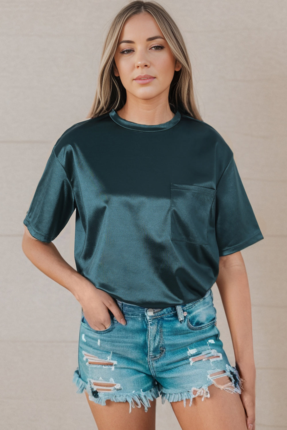 Double Take Round Neck Dropped Shoulder Top-Angel Casuals