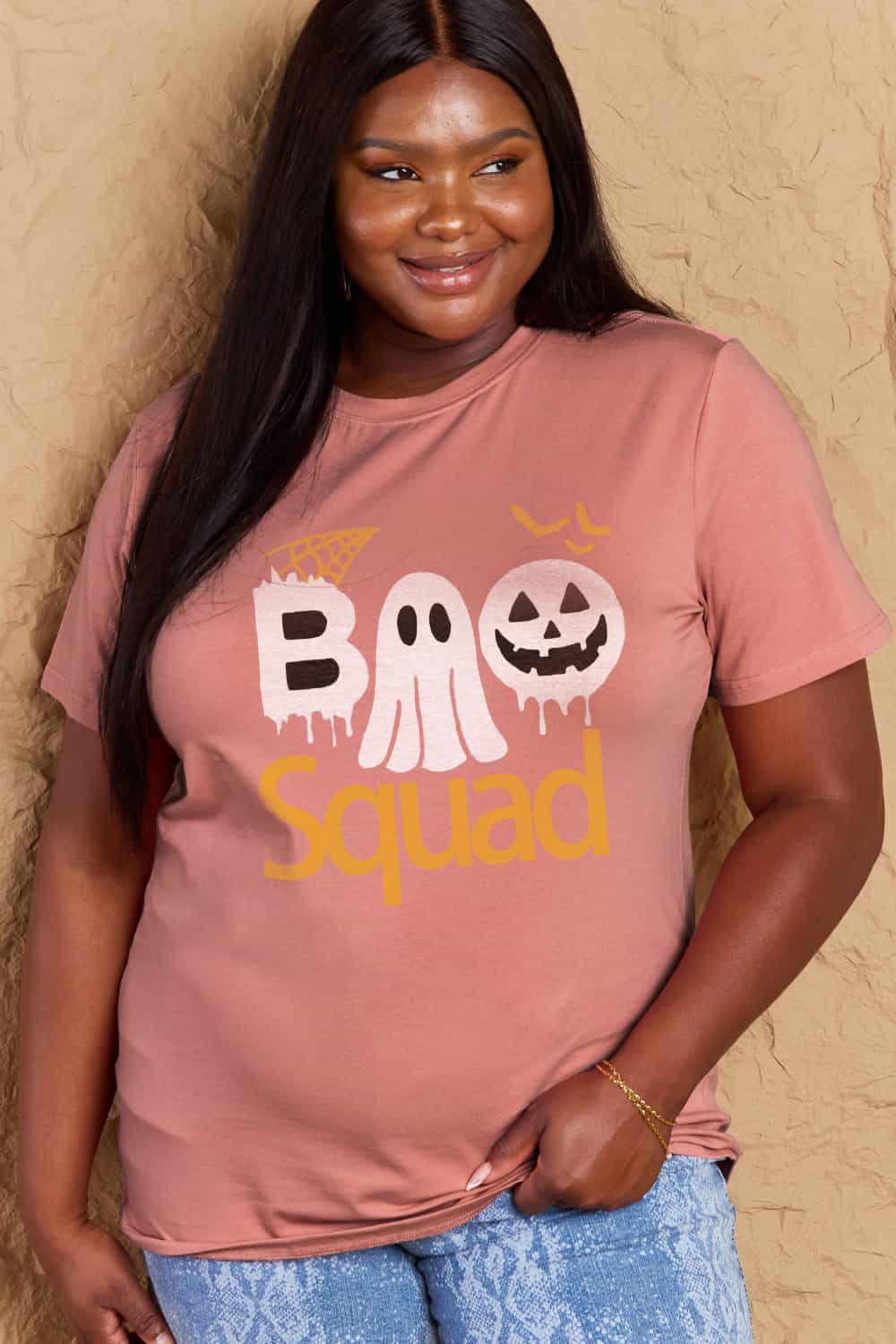 Simply Love Full Size BOO SQUAD Graphic Cotton T-Shirt-Angel Casuals