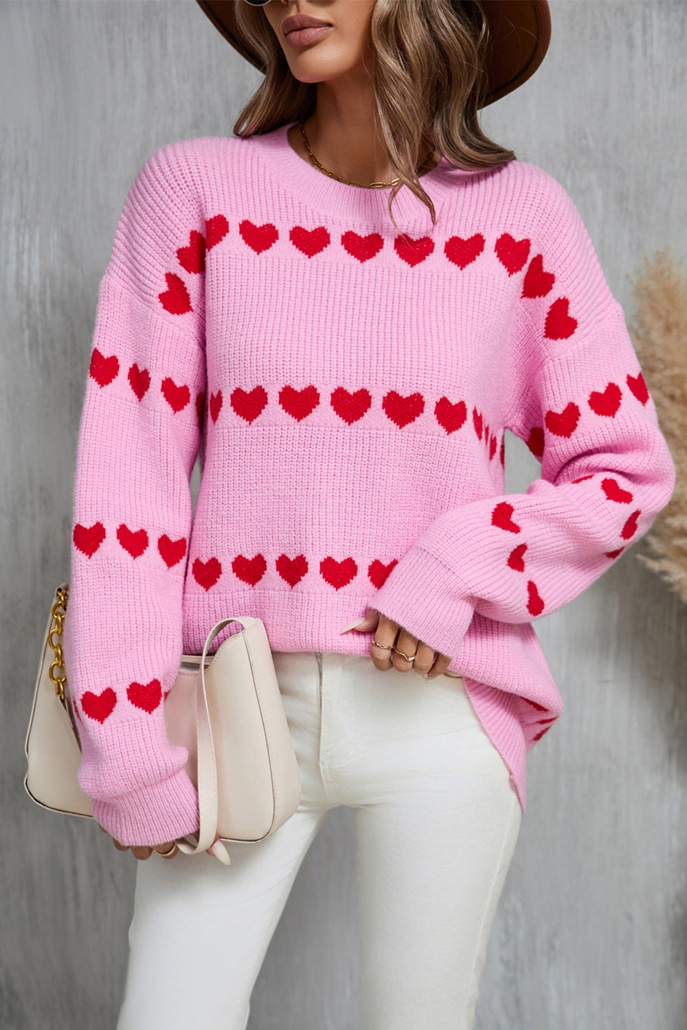 Angel Wings Heart Round Neck Long Sleeve Sweater-Angel Casuals