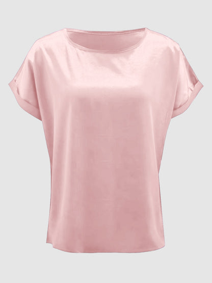 Round Neck Short Sleeve T-Shirt-Angel Casuals