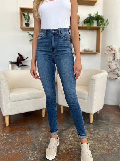 Judy Blue Full Size Cuffed Hem Skinny Jeans-Angel Casuals