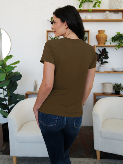 FAM-FAM Round Neck Short Sleeve T-Shirt-Angel Casuals