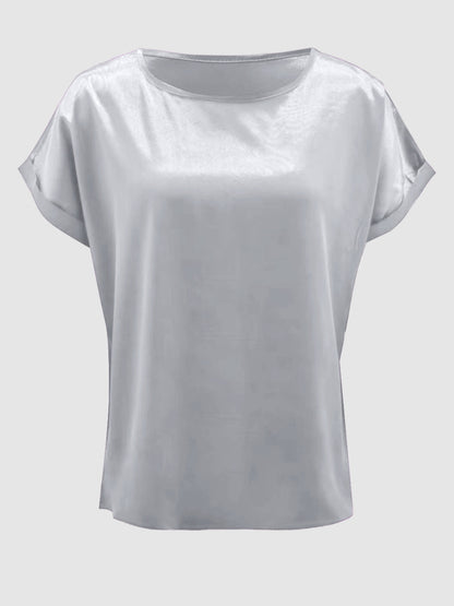 Round Neck Short Sleeve T-Shirt-Angel Casuals