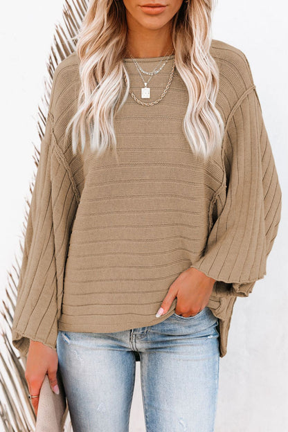 Round Neck Long Sleeve Knit Top-Angel Casuals