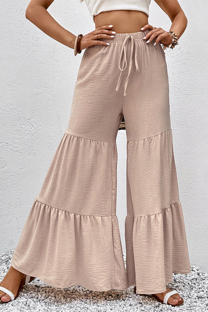 Drawstring Waist Tiered Flare Culottes-Angel Casuals