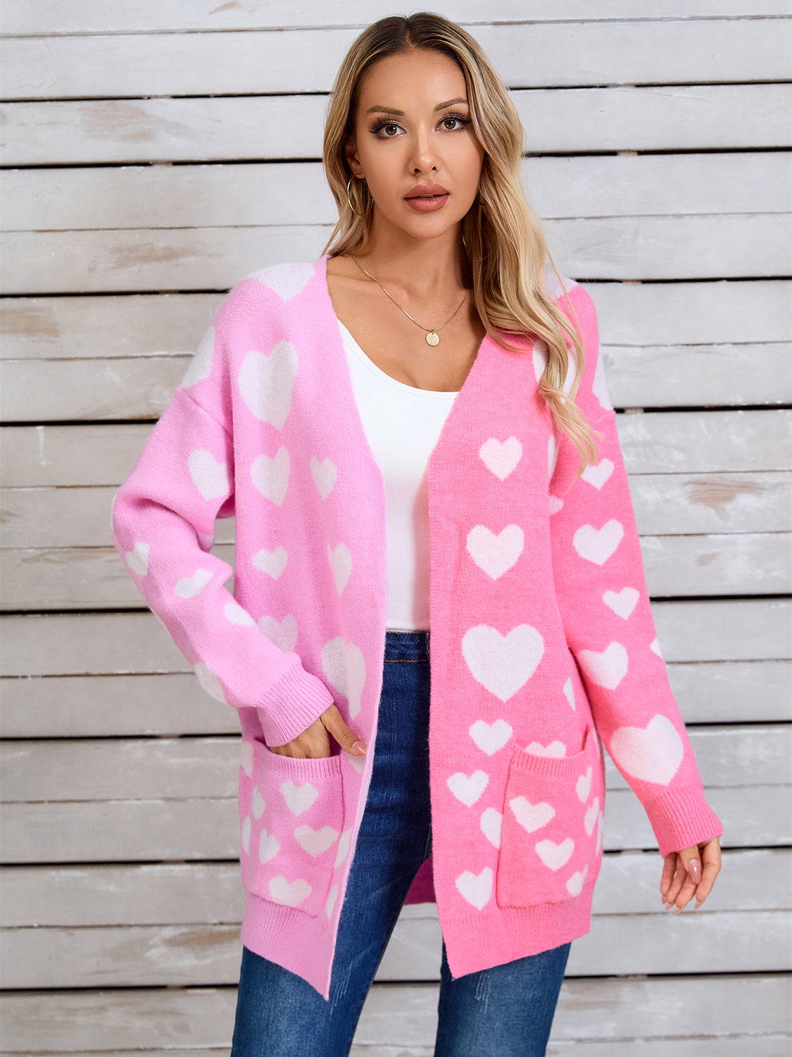 Angel Wings Heart Open Front Long Sleeve Cardigan-Angel Casuals