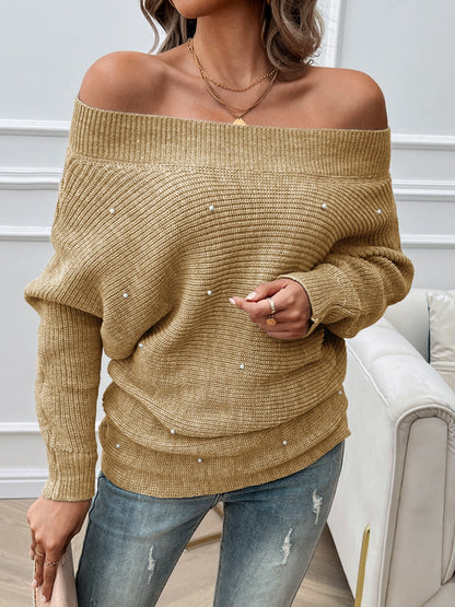 Devine Pearl Detail Long Sleeve Sweater-Angel Casuals