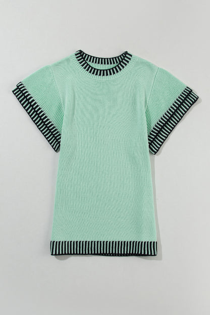 Round Neck Short Sleeve Knit Top-Angel Casuals