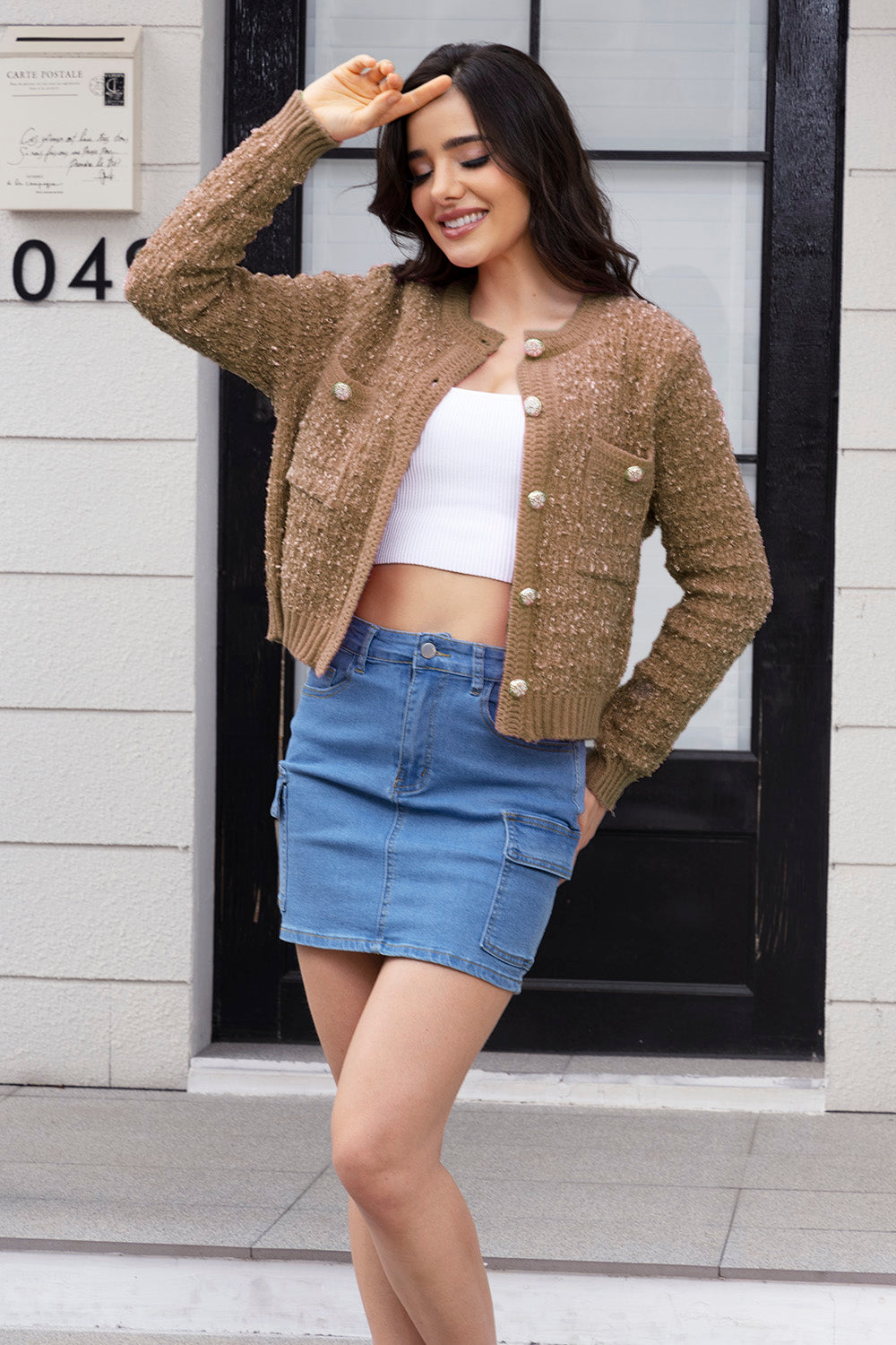 Button Up Round Neck Cardigan-Angel Casuals
