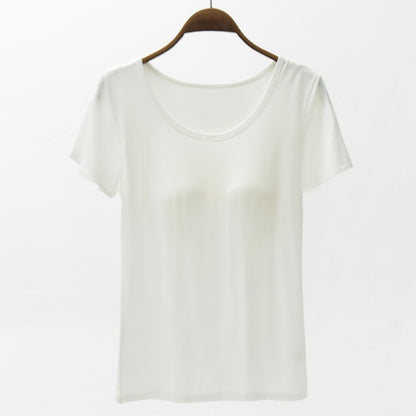 Round Neck Modal T-Shirt with Bra-Angel Casuals