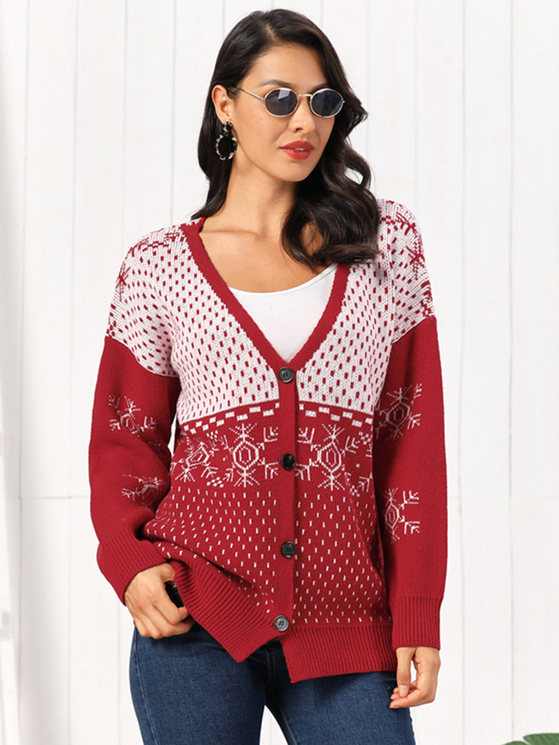 Snowflake Button Down Cardigan-Angel Casuals