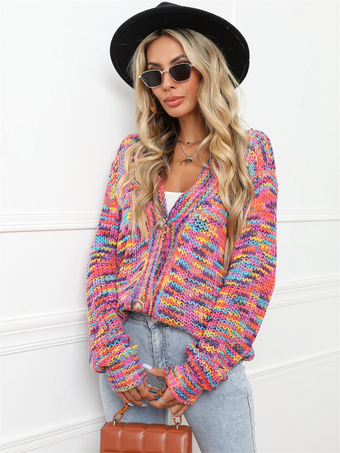 Angel Wings Button Up Dropped Shoulder Cardigan-Angel Casuals