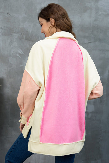 Color Block Collared Slit Jacket-Angel Casuals