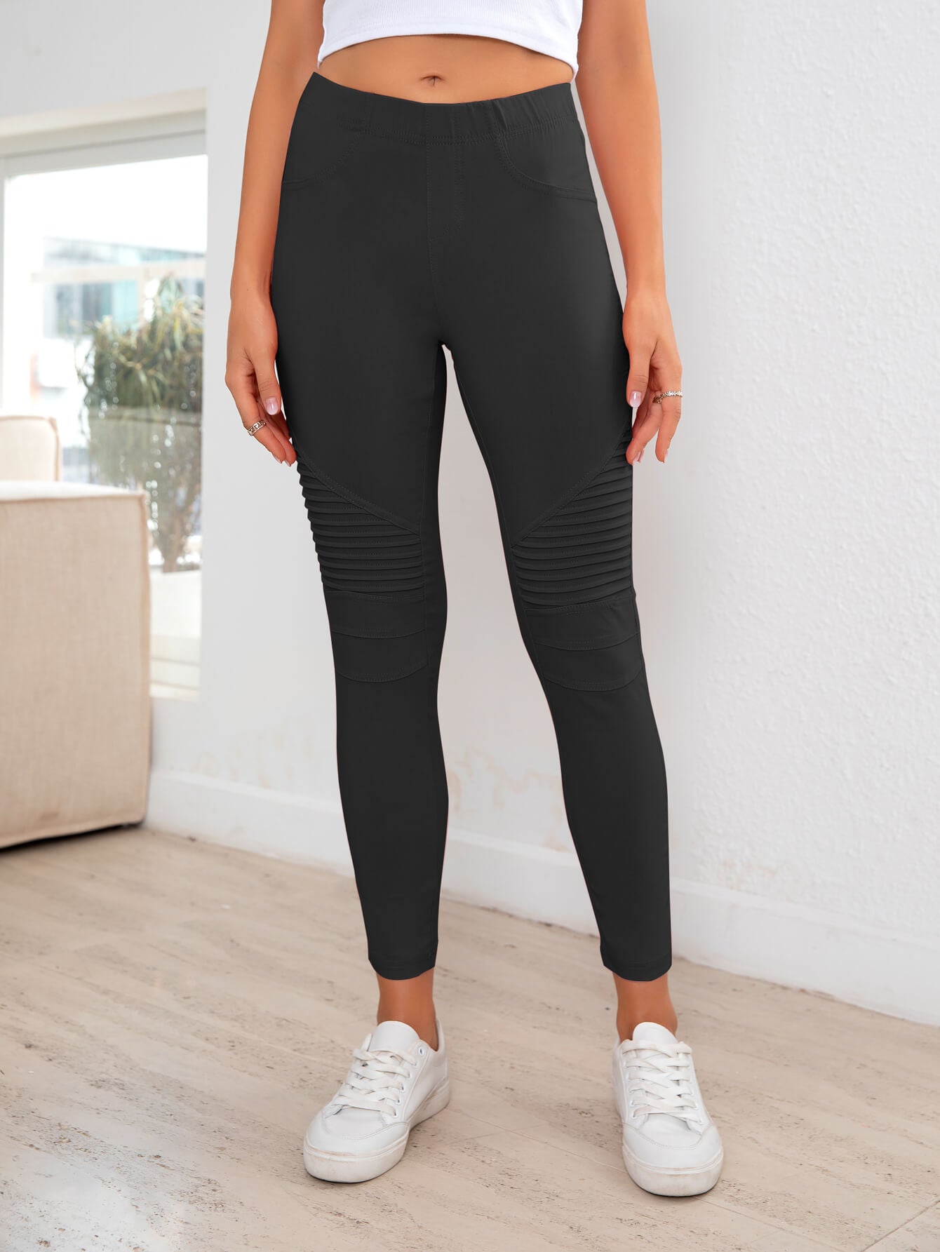 Ribbed Detail Leggings-Angel Casuals