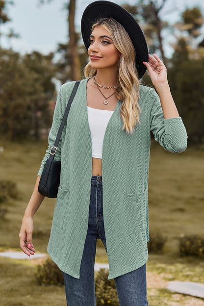Open Front Long Sleeve Cardigan-Angel Casuals