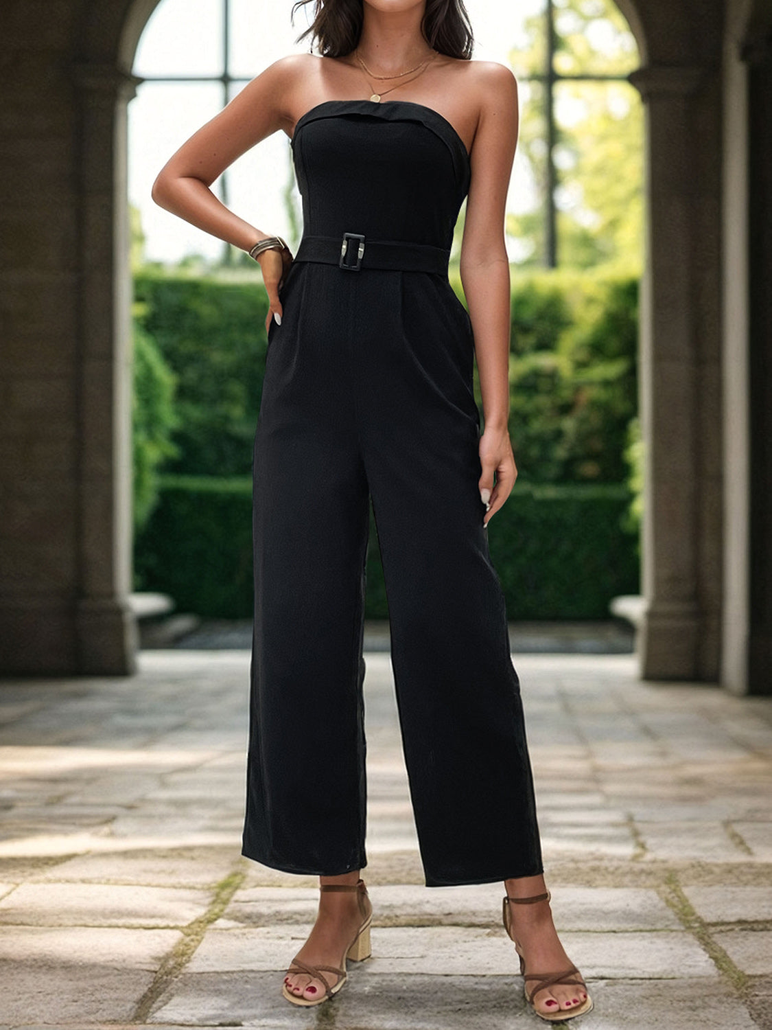 Tube Jumpsuit with Pockets-Angel Casuals