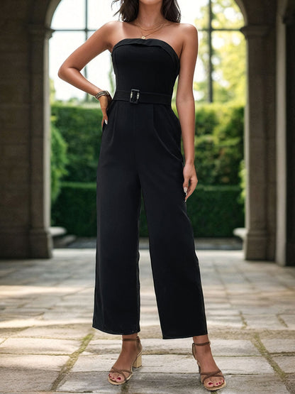 Tube Jumpsuit with Pockets-Angel Casuals