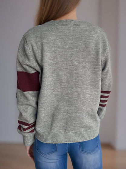 Striped Color Block Round Neck Cardigan-Angel Casuals
