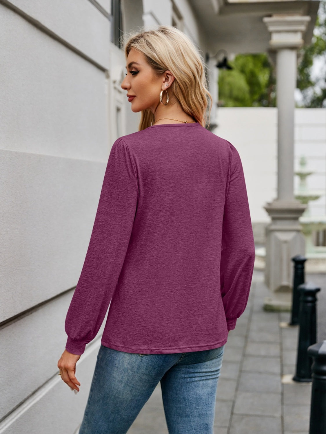 V-Neck Long Sleeve T-Shirt-Angel Casuals