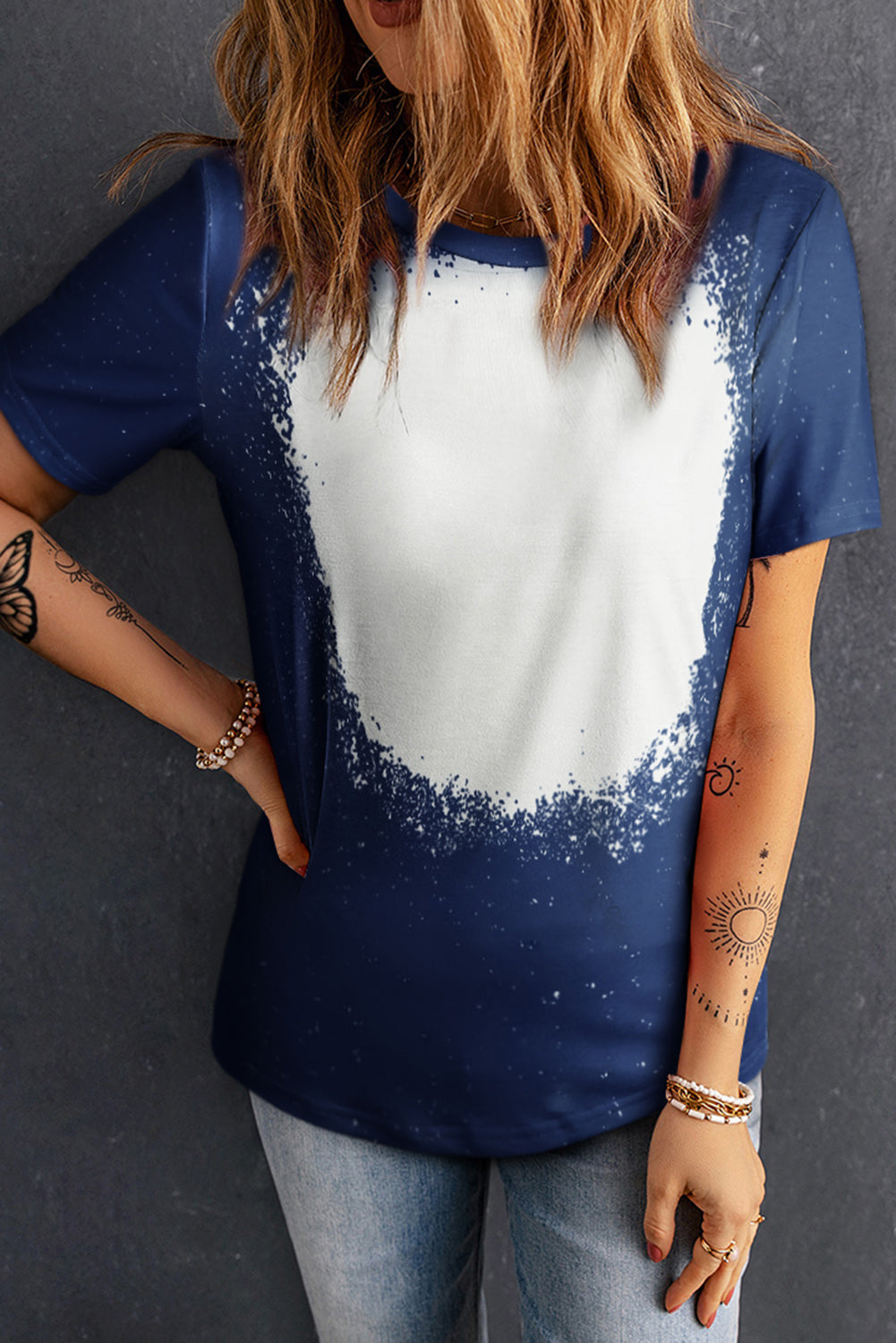 Tie-Dye Round Neck Short Sleeve T-Shirt-Angel Casuals