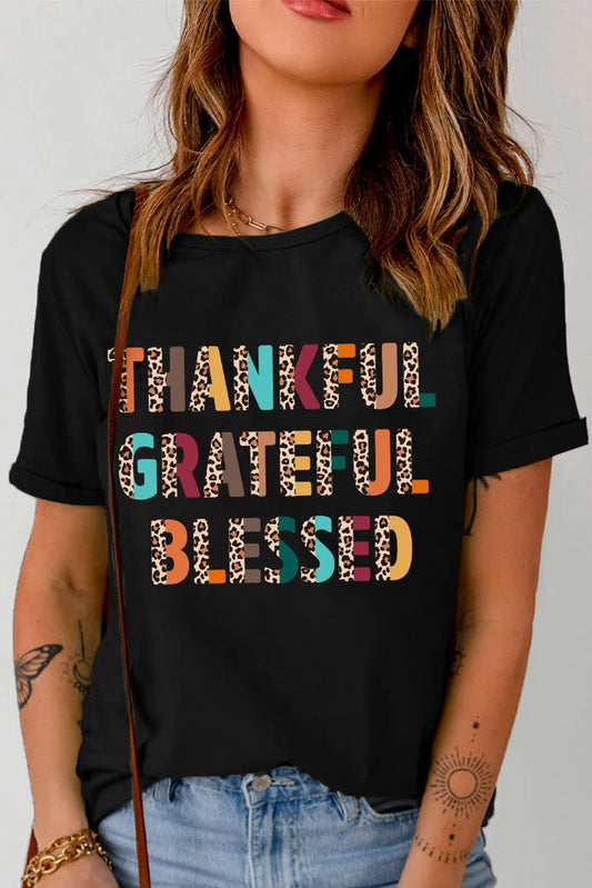 Letter Graphic Round Neck Short Sleeve T-Shirt-Angel Casuals