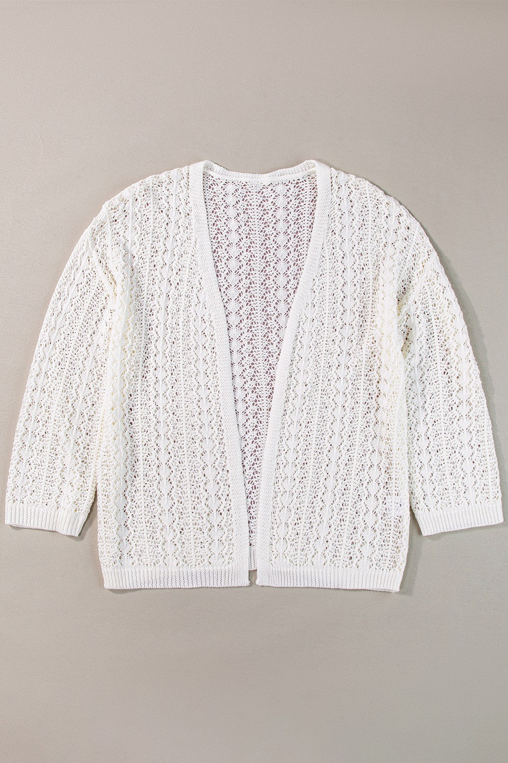 Openwork Open Front Dropped Shoulder Cardigan-Angel Casuals