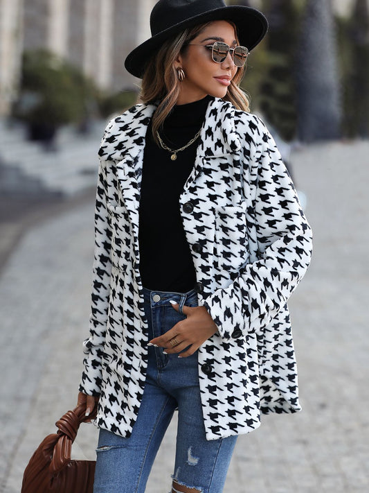 Houndstooth Button Down Jacket-Angel Casuals