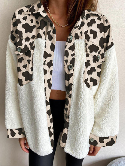 Fuzzy Button Up Long Sleeve Jacket-Angel Casuals