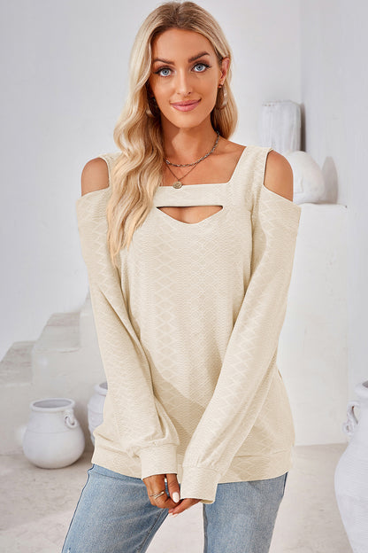 Cutout Square Neck Cold Shoulder T-Shirt-Angel Casuals