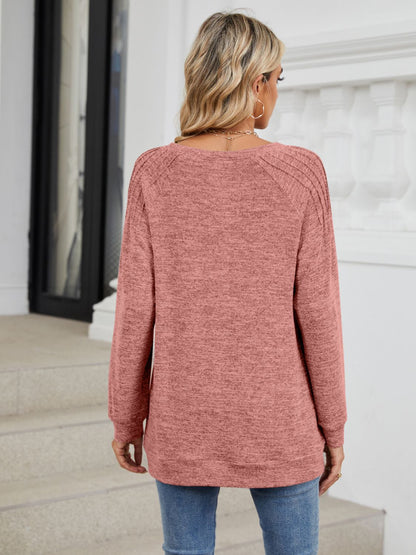Round Neck Long Sleeve T-Shirt-Angel Casuals