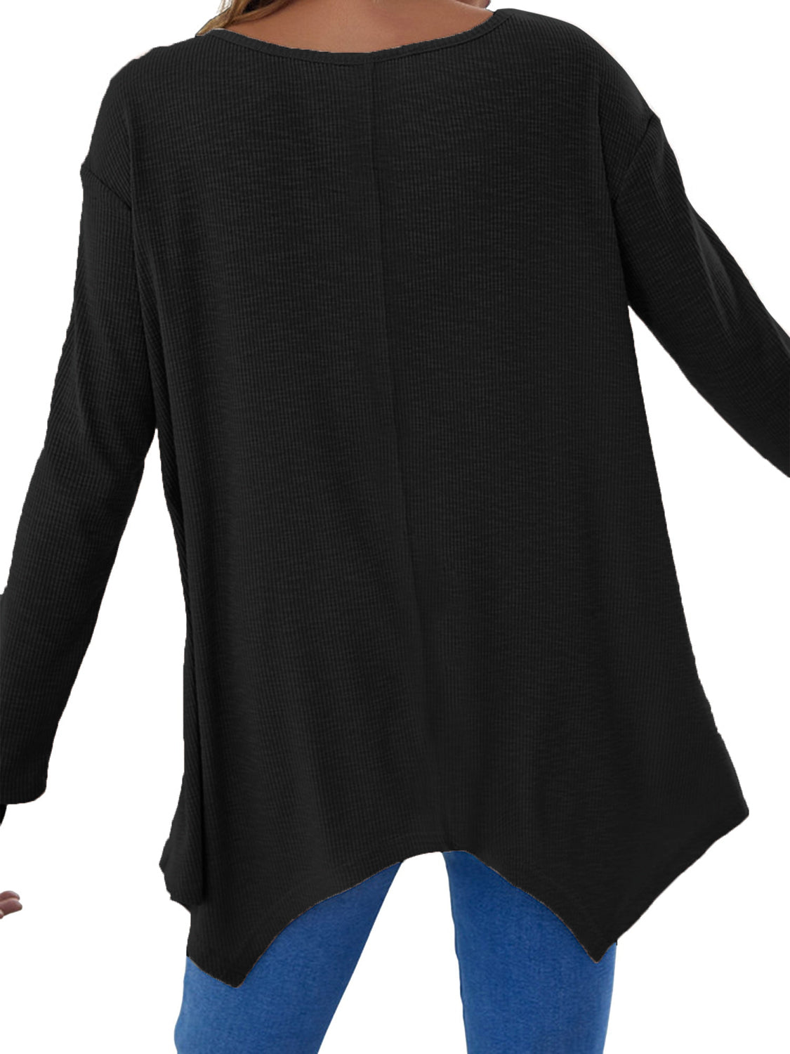 Full Size V-Neck Long Sleeve T-Shirt-Angel Casuals