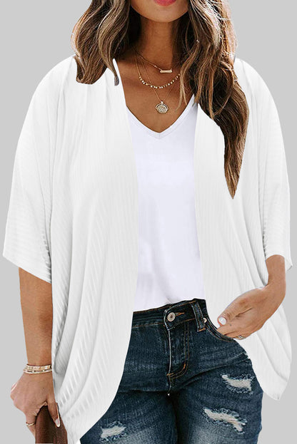 Plus Size Ribbed Cocoon Cover Up-Angel Casuals