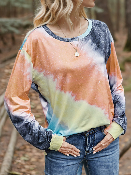 Printed Round Neck Long Sleeve T-Shirt-Angel Casuals