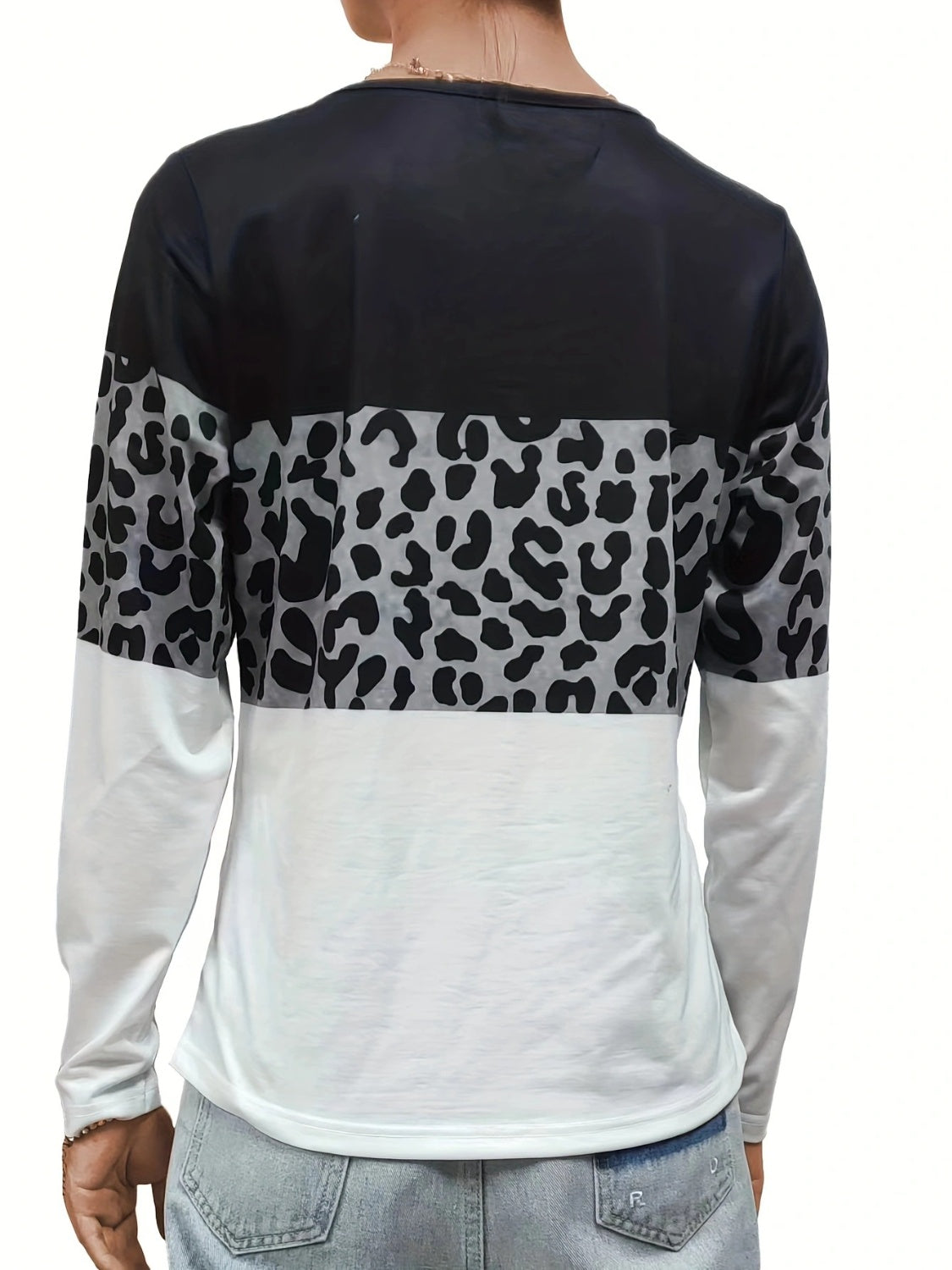 Crisscross Color Block Long Sleeve T-Shirt-Angel Casuals