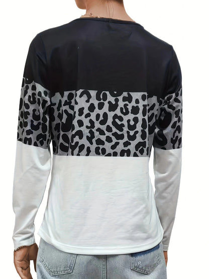 Crisscross Color Block Long Sleeve T-Shirt-Angel Casuals
