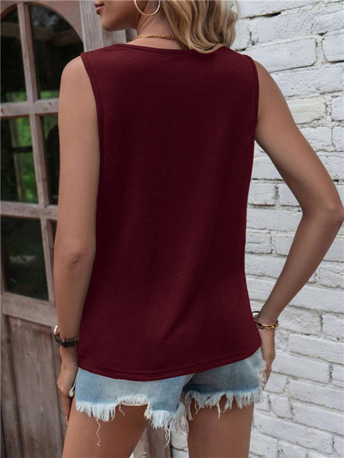 Cutout Twisted Round Neck Tank-Angel Casuals