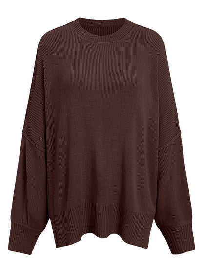 Round Neck Long Sleeve Sweater-Angel Casuals