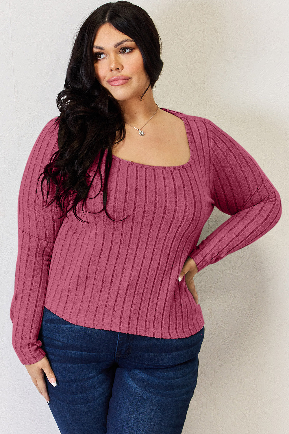 Basic Bae Full Size Ribbed Long Sleeve T-Shirt-Angel Casuals