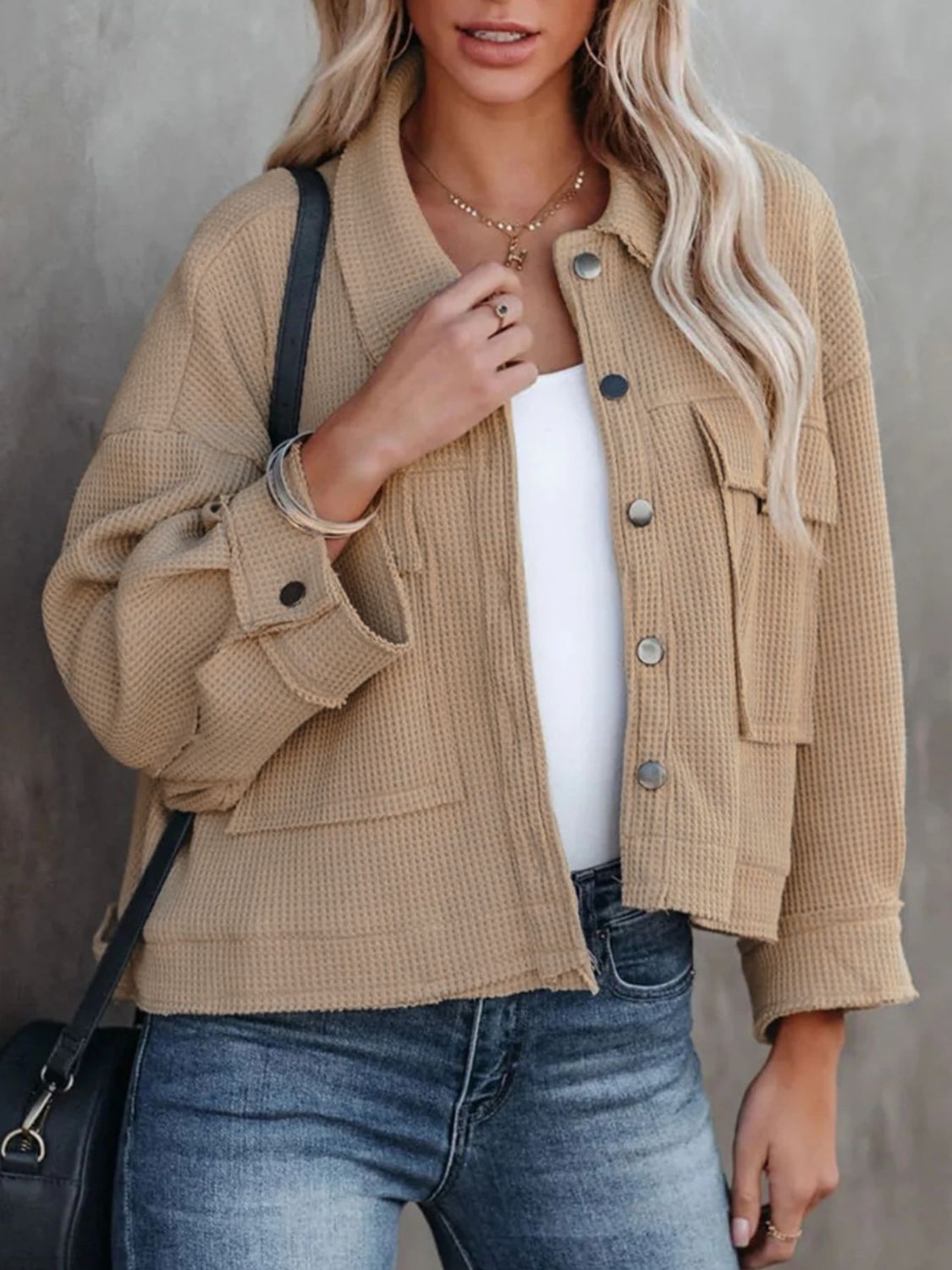 Button Up Long Sleeve Jacket-Angel Casuals