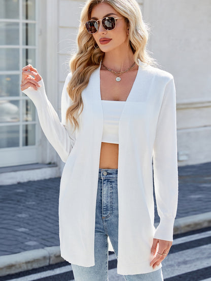 Open Front Long Sleeve Cardigan-Angel Casuals