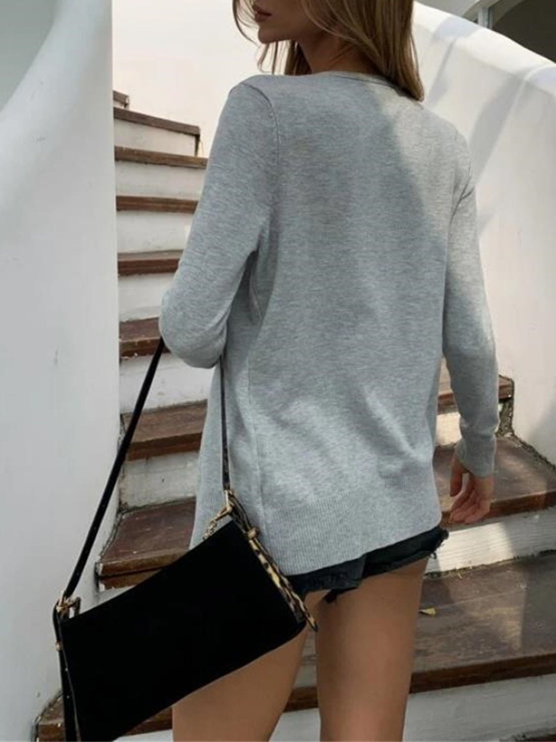 Button Up Long Sleeve Cardigan-Angel Casuals
