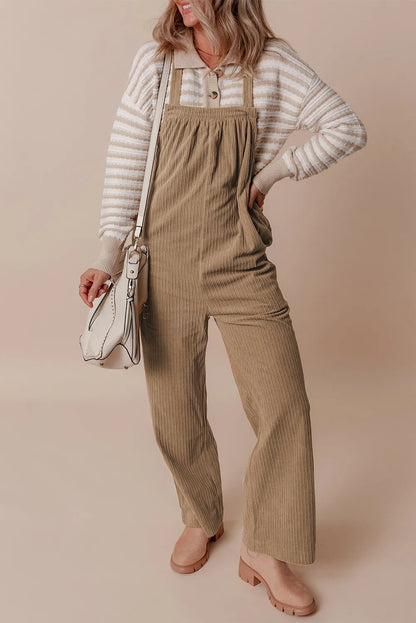 Square Neck Wide Strap Overalls-Angel Casuals