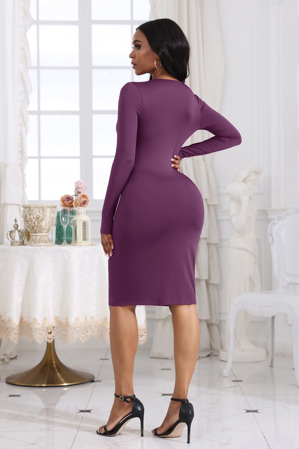 Cutout Twisted Long Sleeve Dress-Angel Casuals